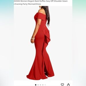 Elegant Back Ruffles Sexy Off Shoulder Gown Maxi Evening Party Mermaid Dress
